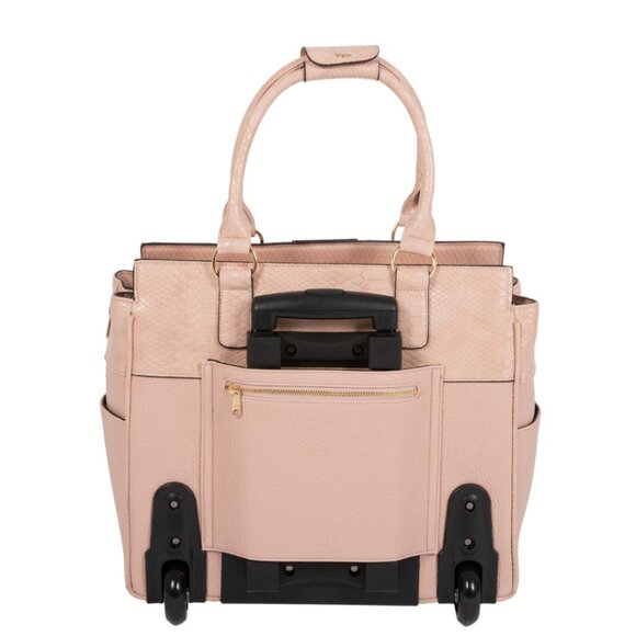 PRAGUE PINK ROLLING LAPTOP TOTE BRIEFCASE BAG - Picture 5 of 6